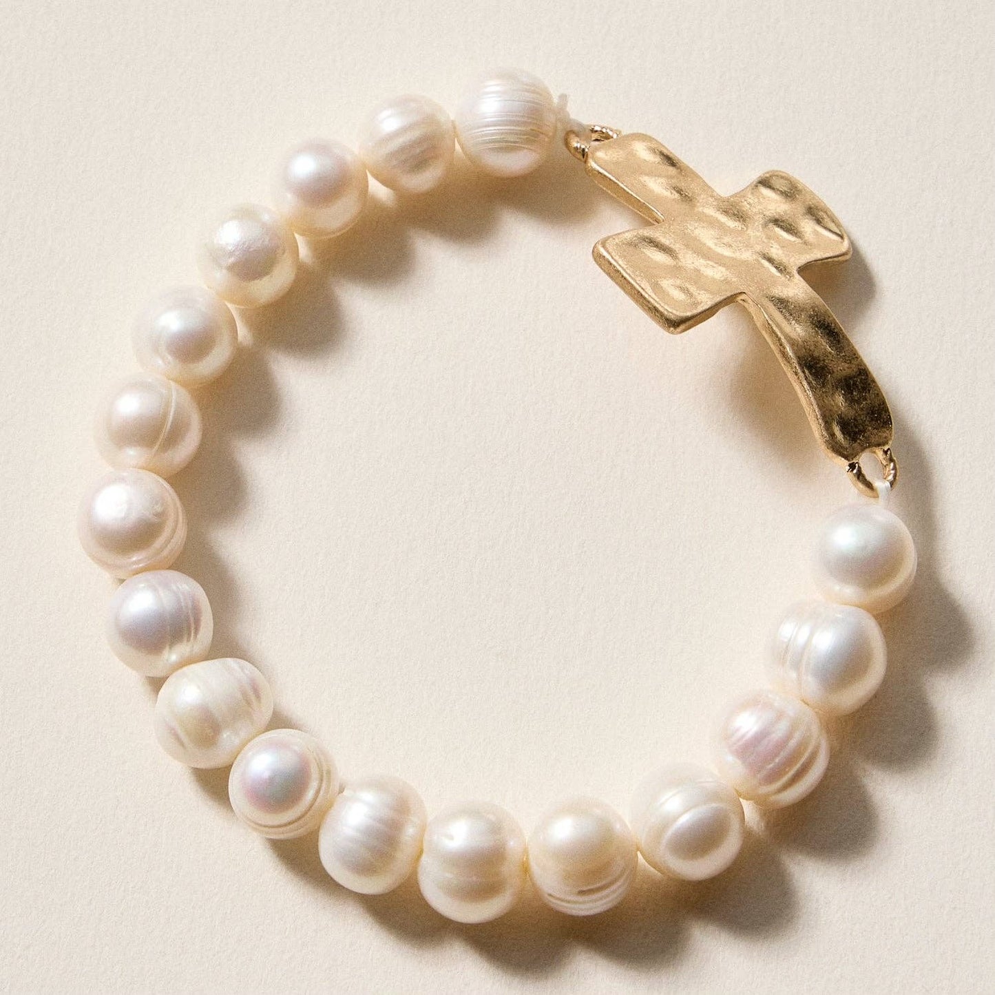 Beaded Cross Bracelet | Freshwater Pearl