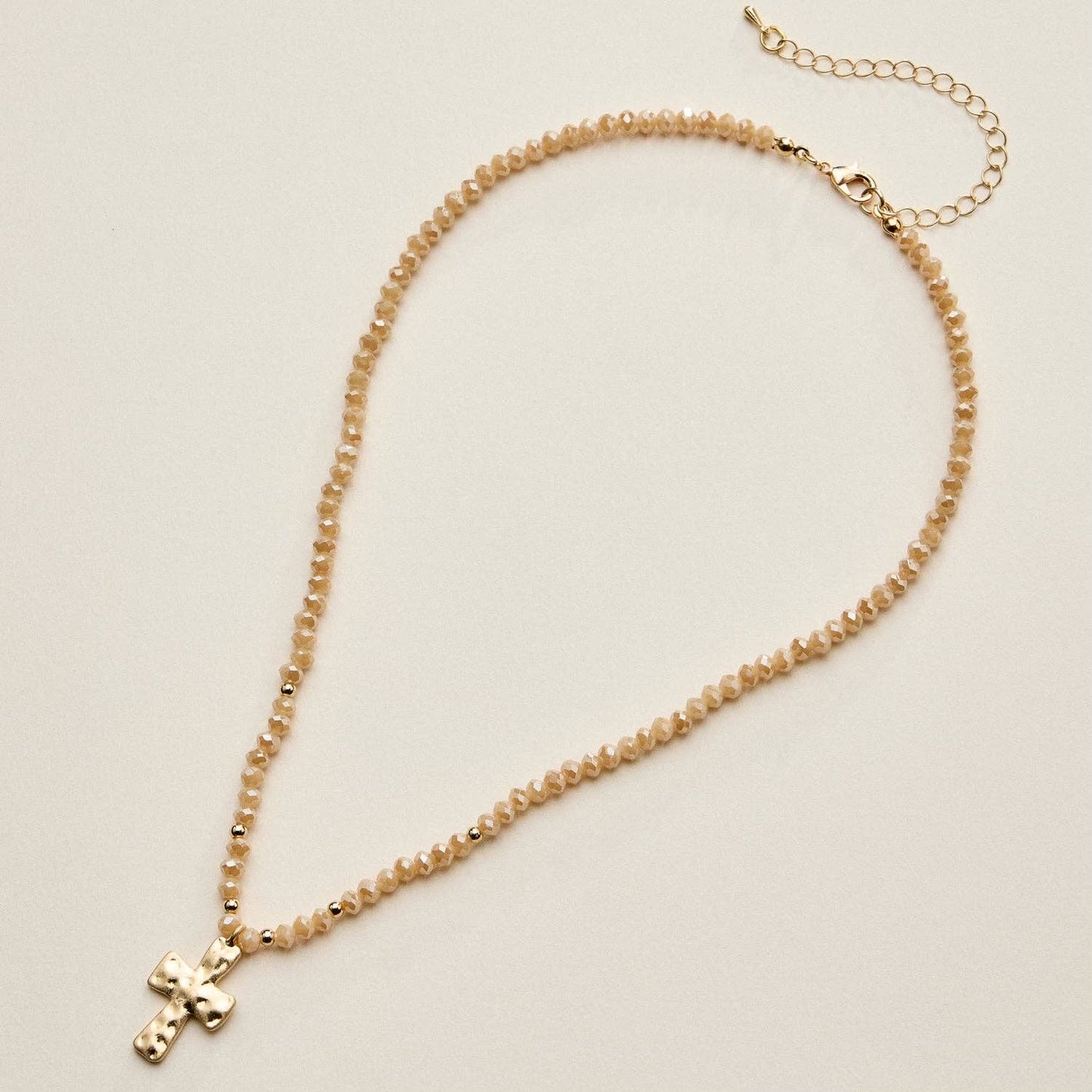 Hammered Cross Necklace | Tan