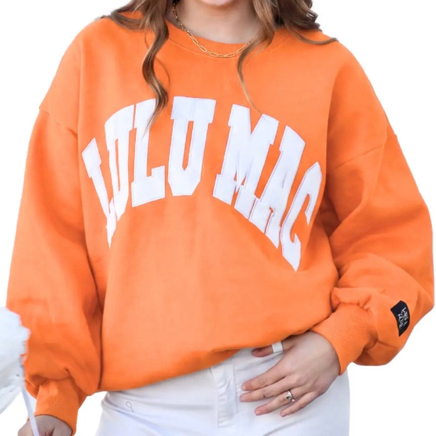 Lulu Mac Sweatshirt | Orange/White Embroidered