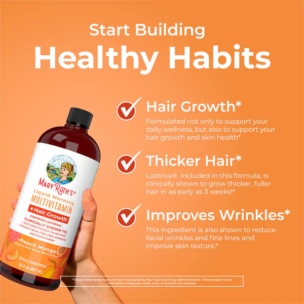 Mary Ruth’s Liquid Morning Multivitamin + Hair Growth | Peach Mango 15oz