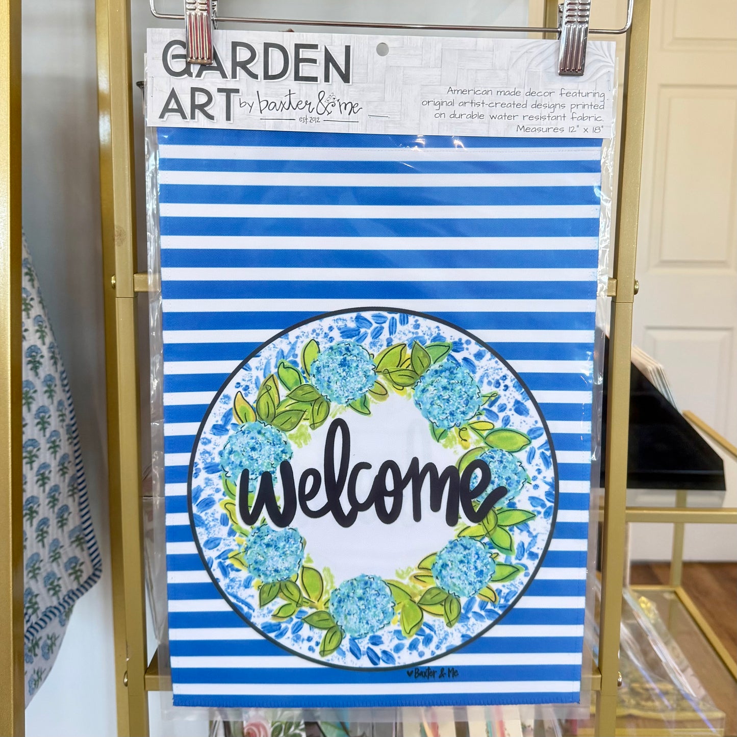 Garden Flag | Blue Hydrangea Welcome