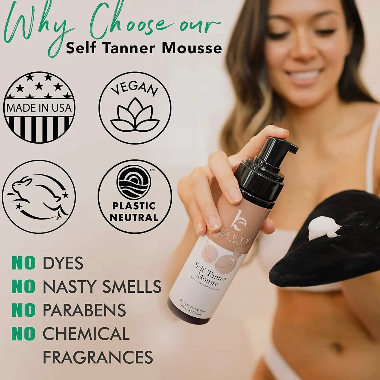 Beauty By Earth Self Tanner Mousse | Light to Medium