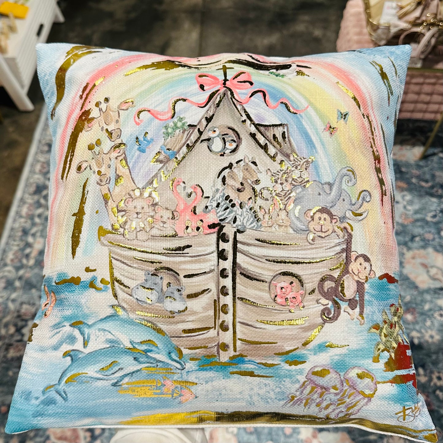 Pillow | Noah’s Ark Pink Bow