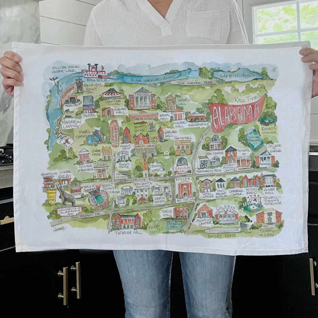 Elizabeth Wade Tea Towel - Alabama Campus