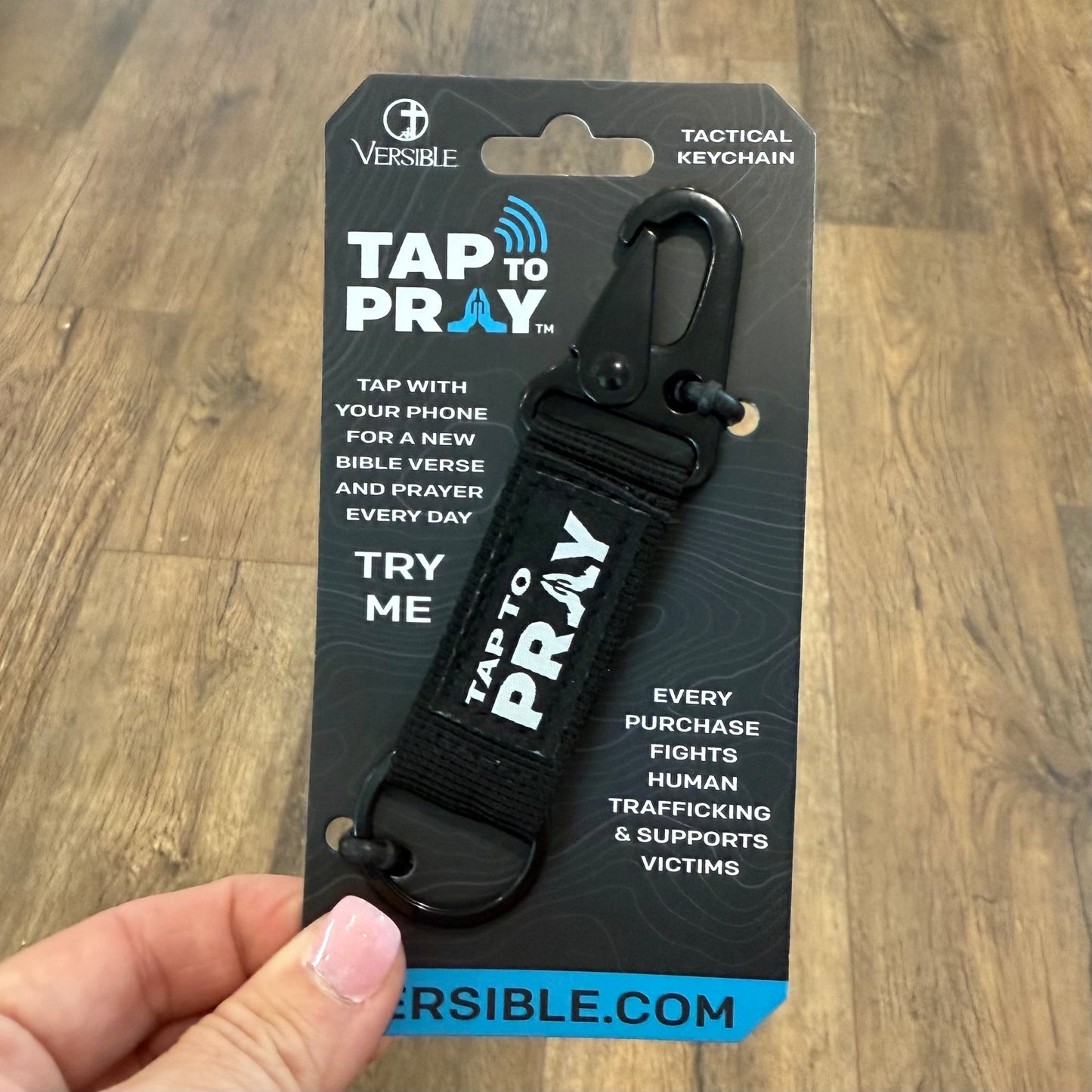 Tap To Pray Carabiner Keychain | Black