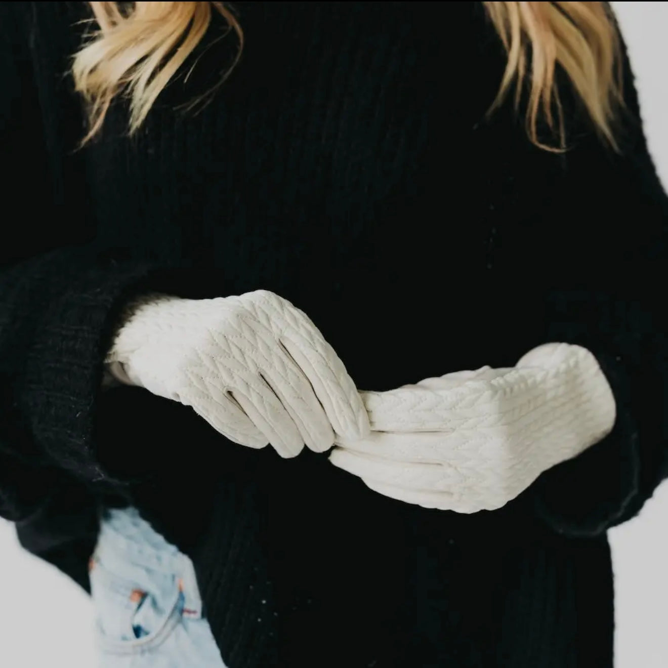 Quilted Smart Touch Gloves | Ivory