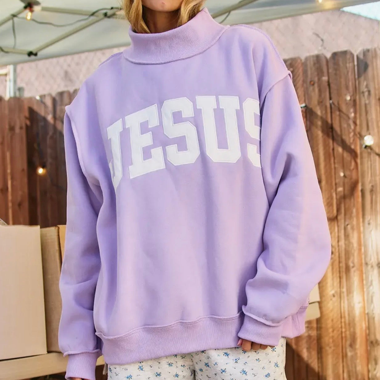 Mock Neck Sweatshirt | Lavender Jesus
