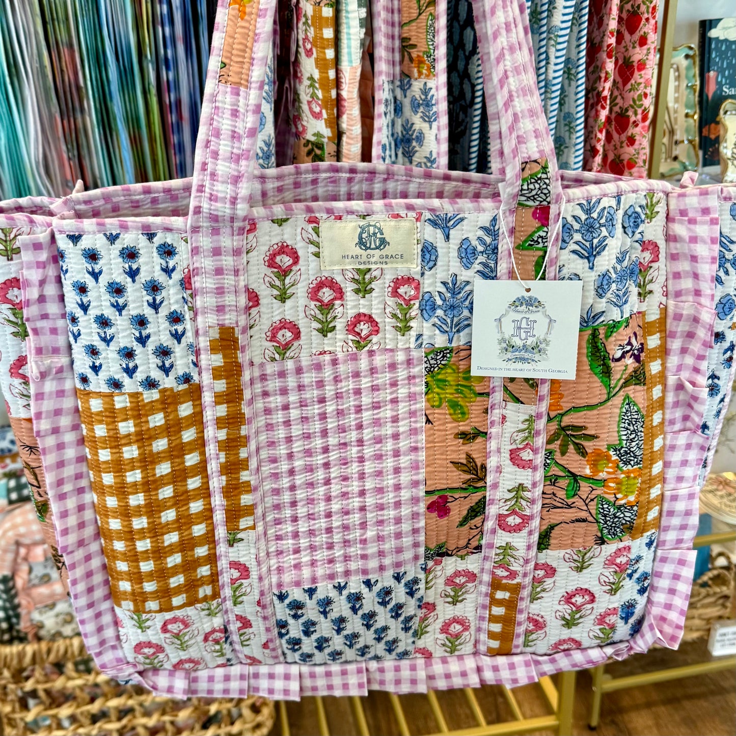 Heart of Grace Lila Chapelle Quilted Ruffle Tote Bag