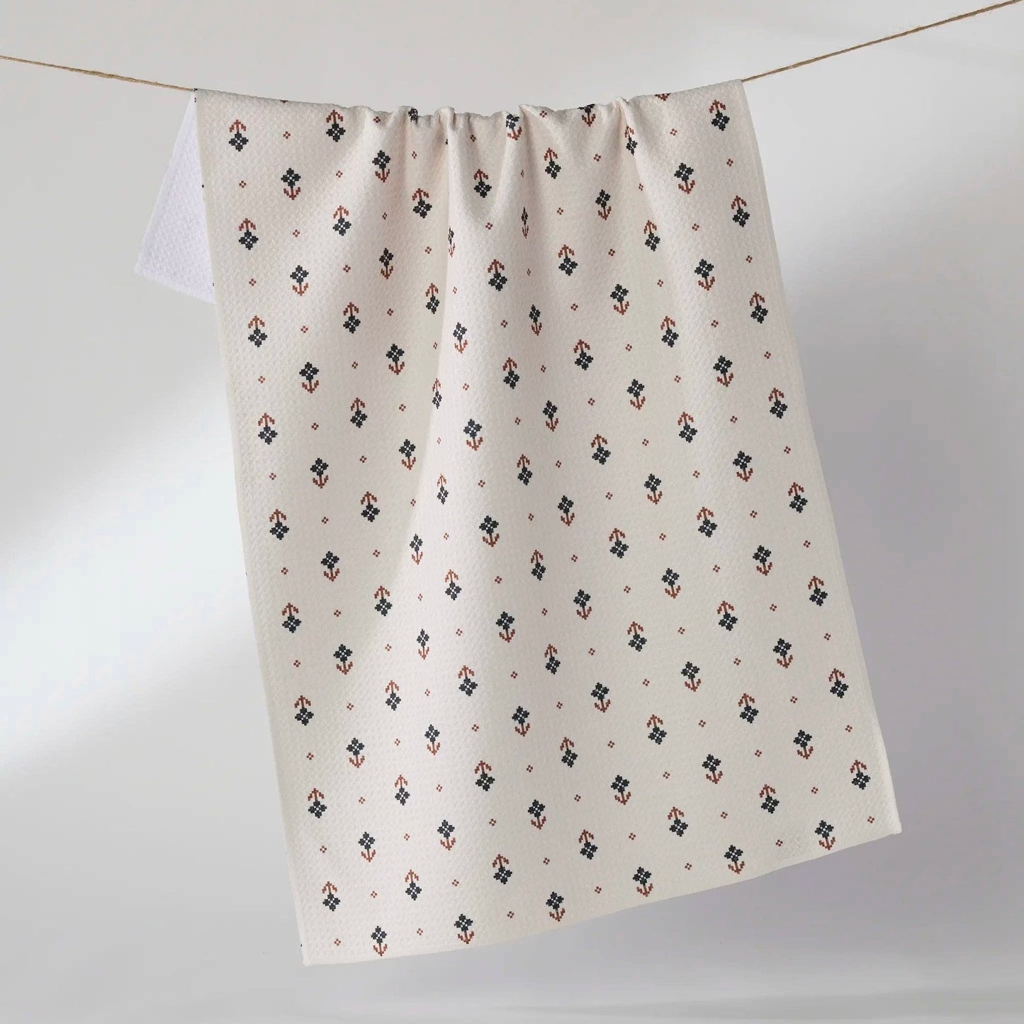 Geometry Dish Towel | Folk Pixel White
