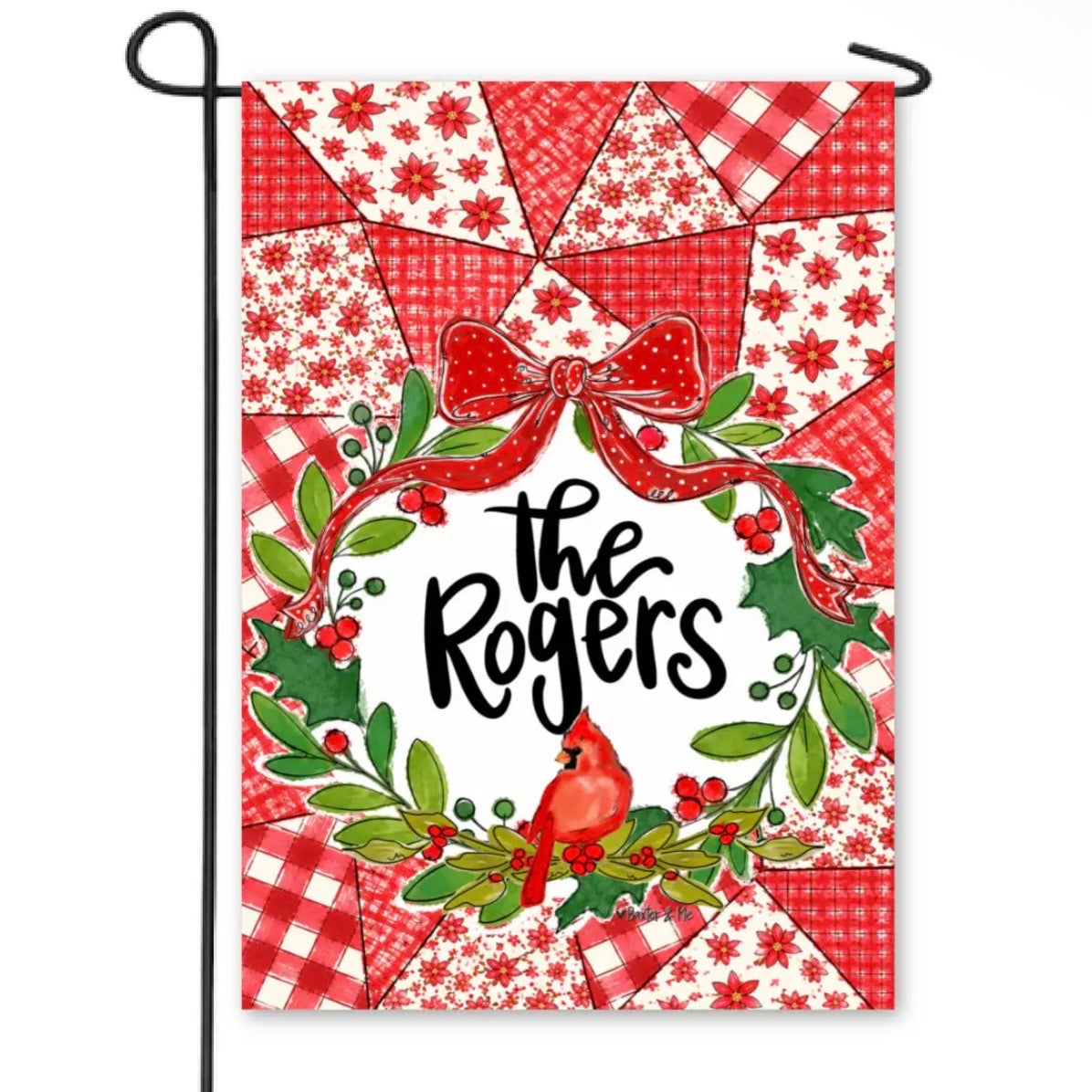 Personalized Garden Flag | Quilted Cardinal