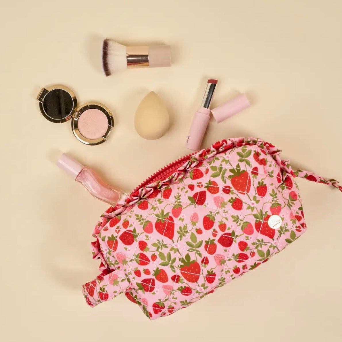 Essentials Quilted Cosmetic Pouch | Strawberry Fields