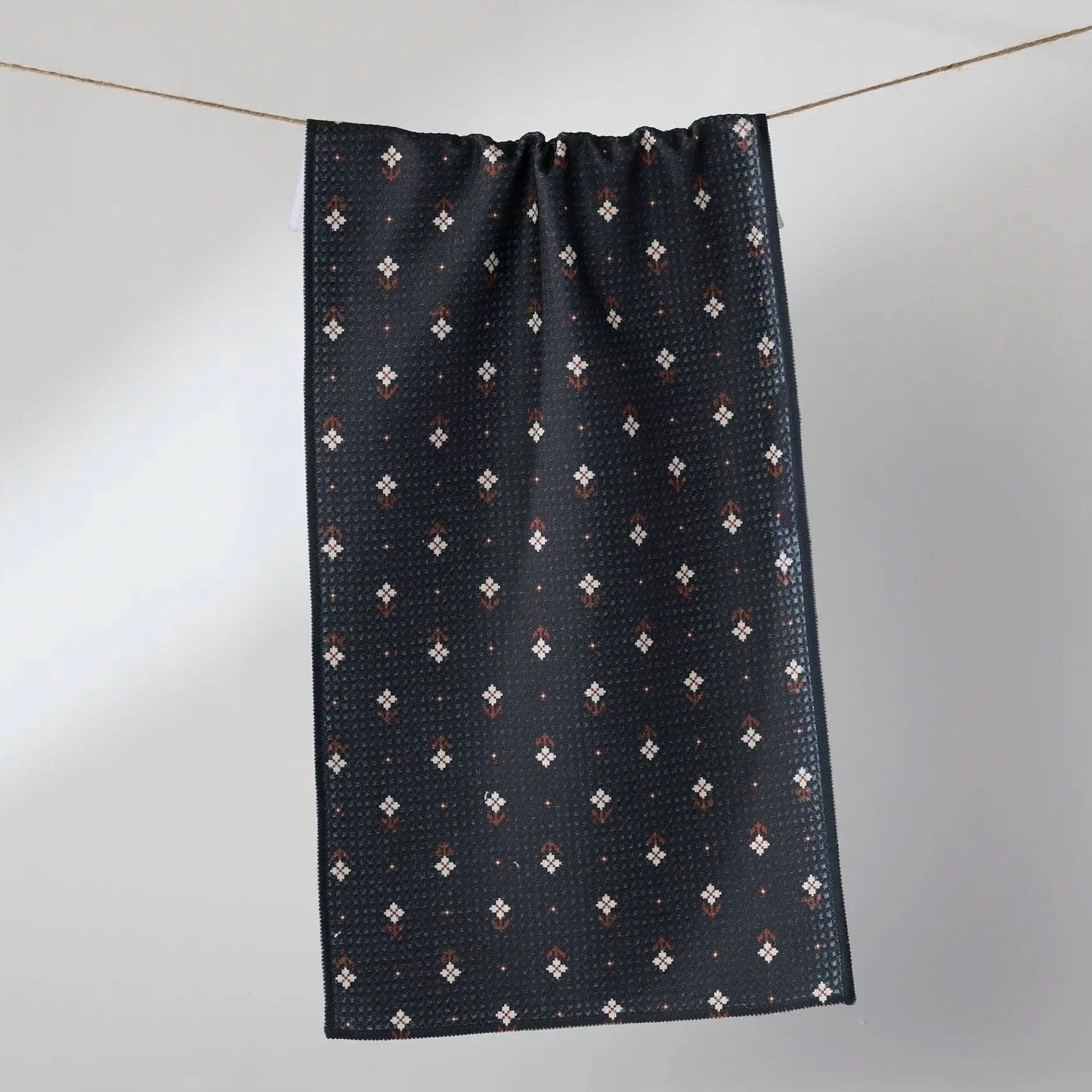 Geometry Bar Towel | Folk Pixel Black
