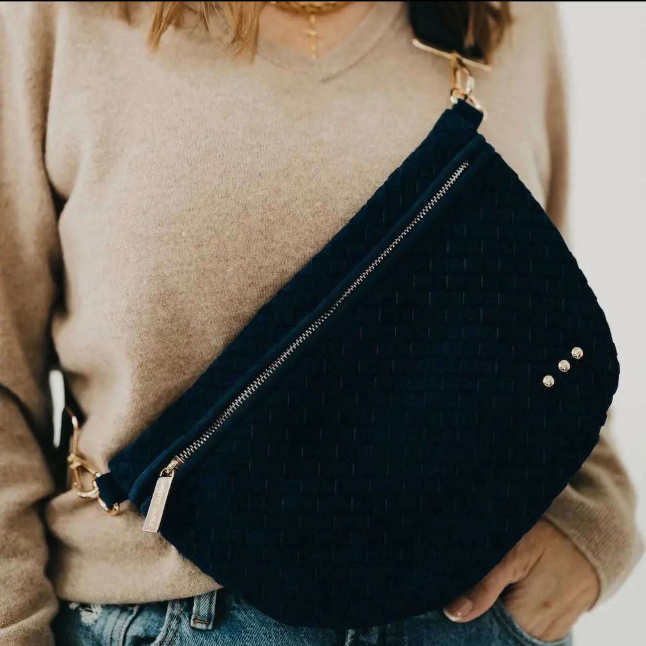Westlyn Woven Bum Bag | Suede Navy