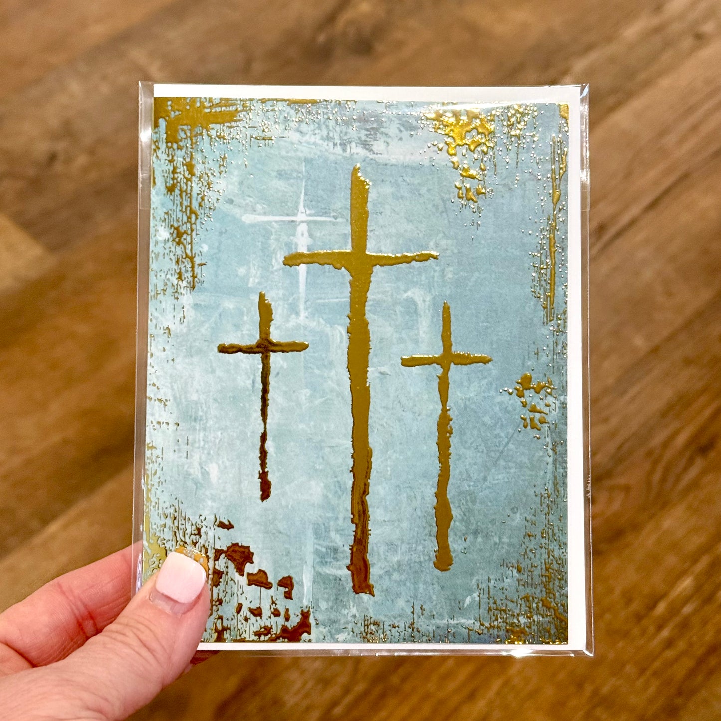Notecard | Teal Golden Crosses