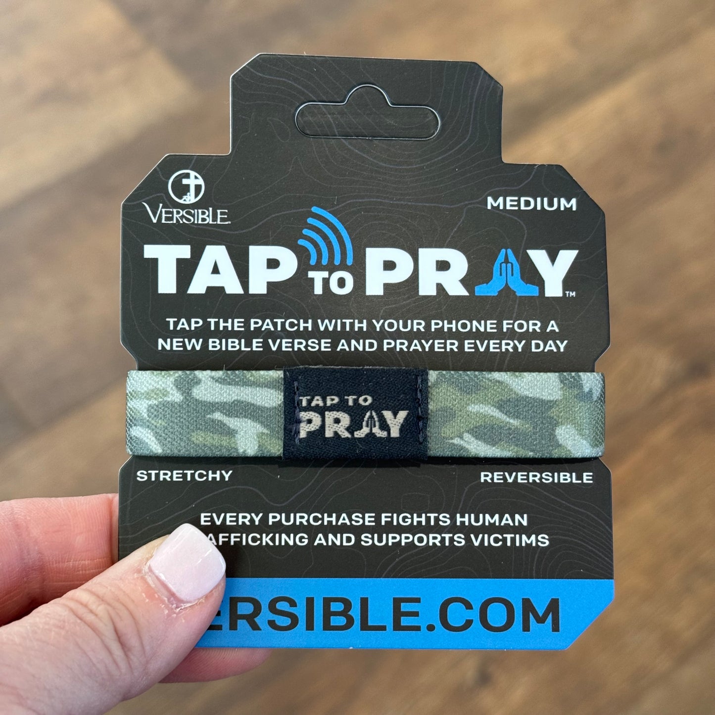 Tap To Pray Bracelet | Green & Charcoal Camo