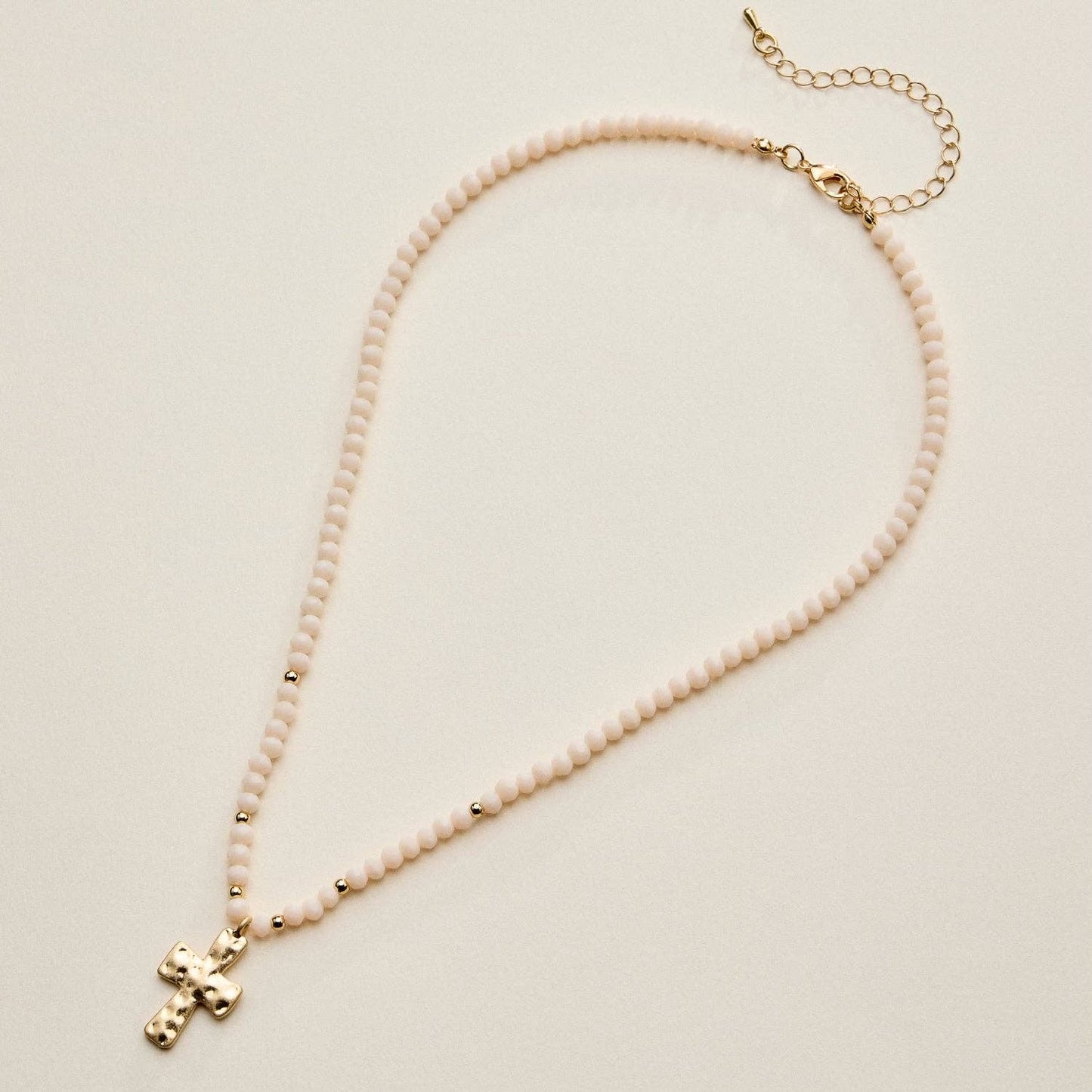 Hammered Cross Necklace | Ivory