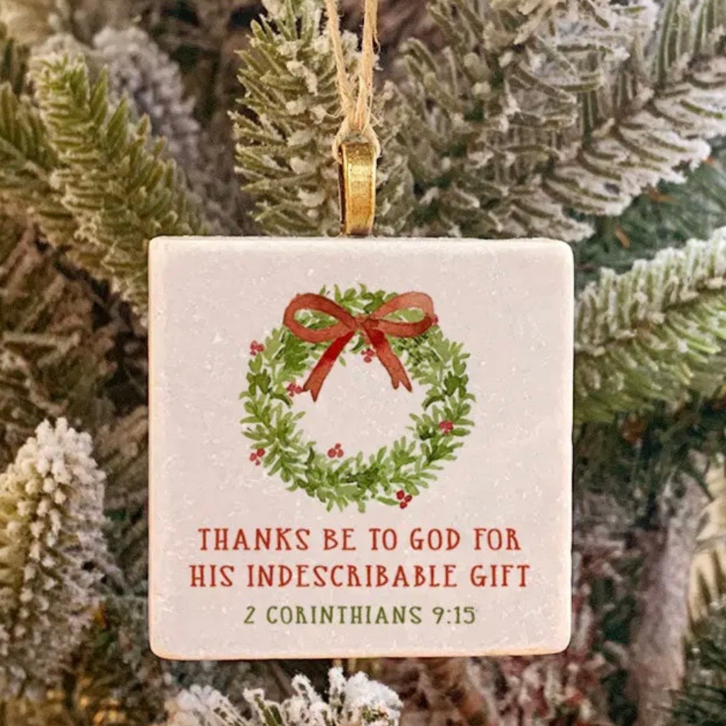 Scripture Stones | 2 Corinthians 9:15 | Ornament