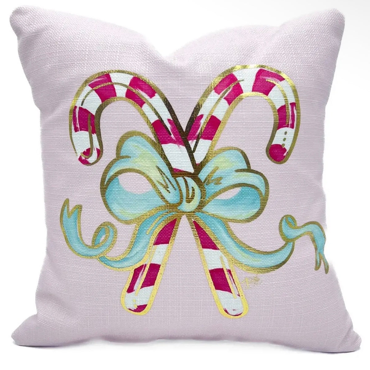Pillow | Pink Candy Canes With Poms
