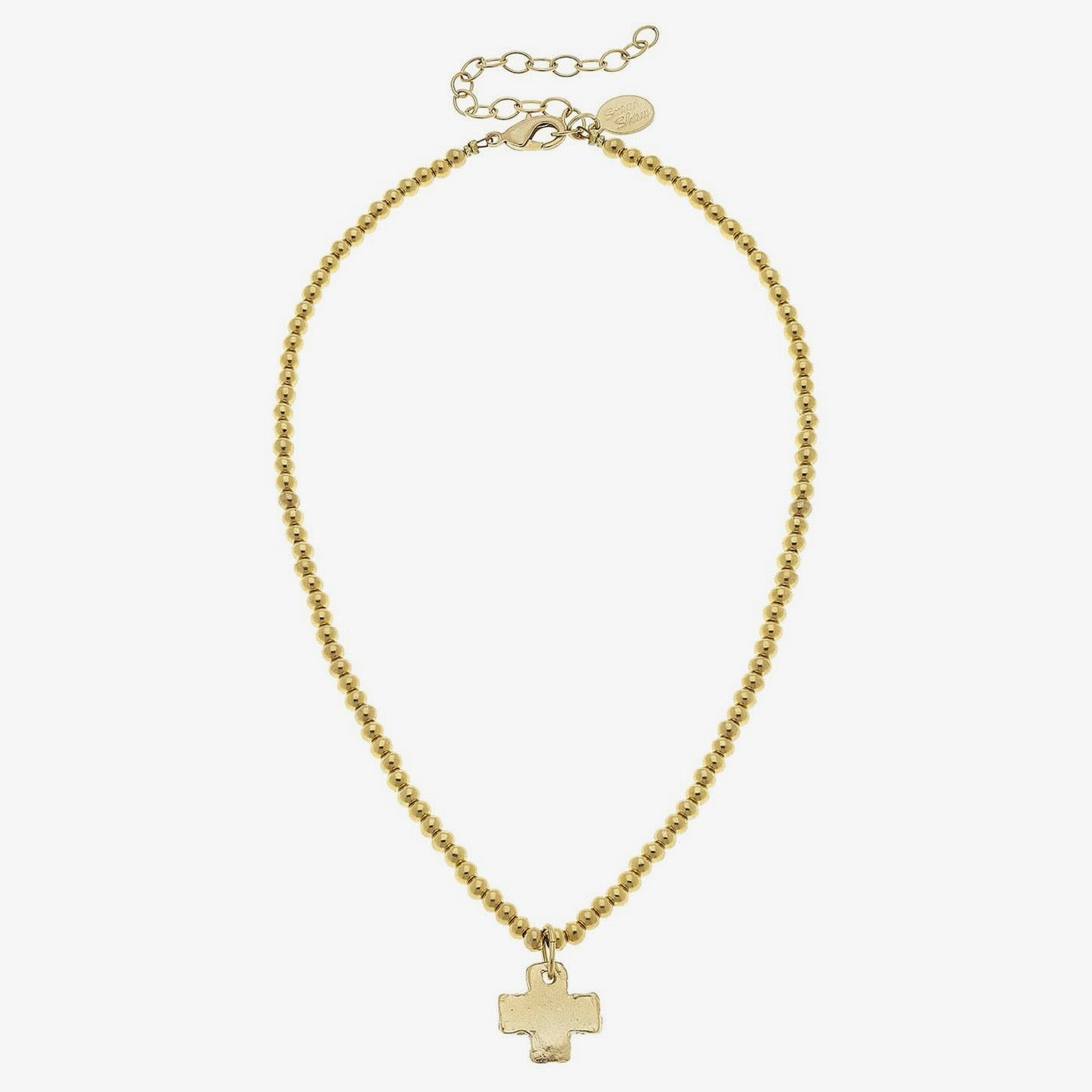Cross Necklace | Gold Beaded