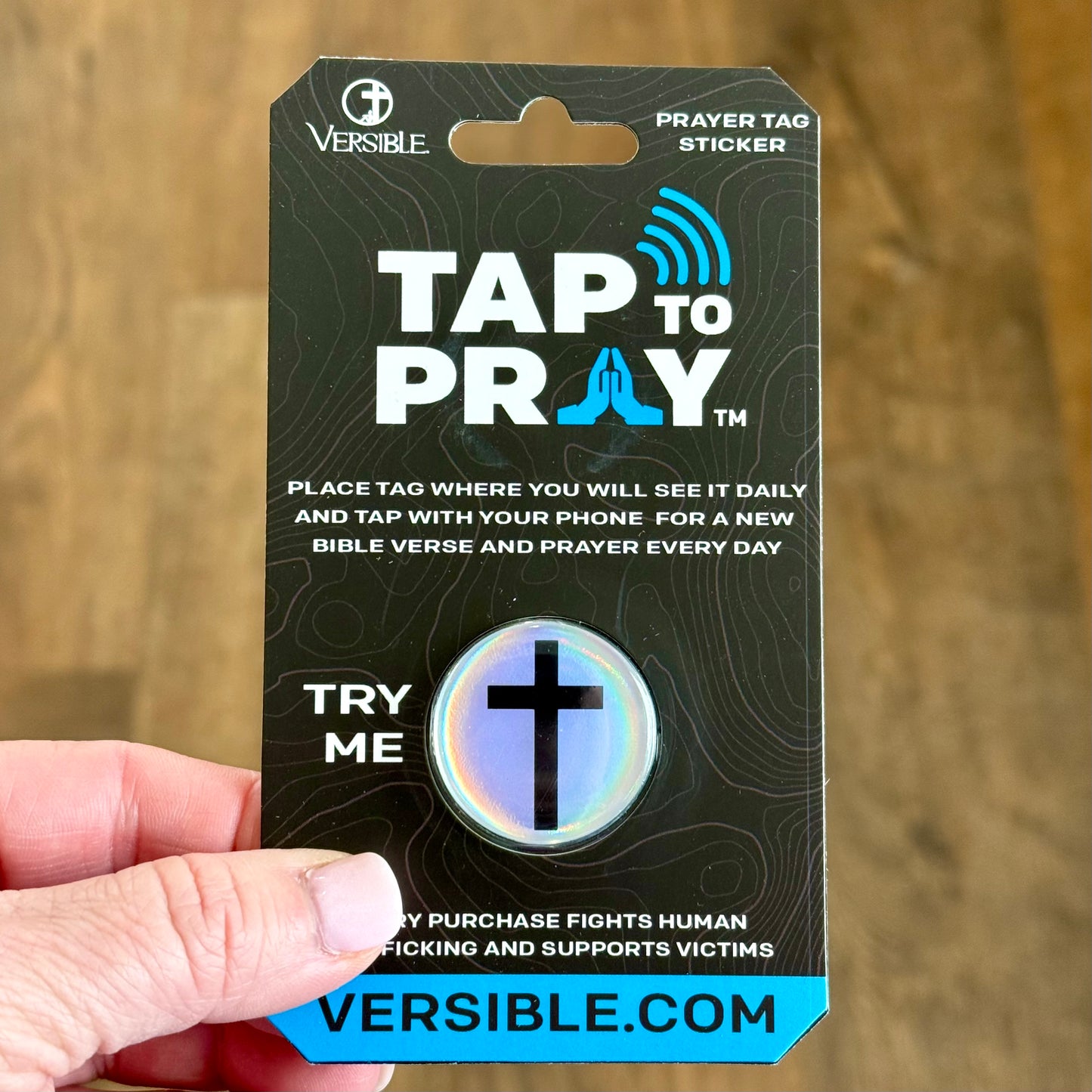 Tap To Pray Sticker | Crystal + Cross