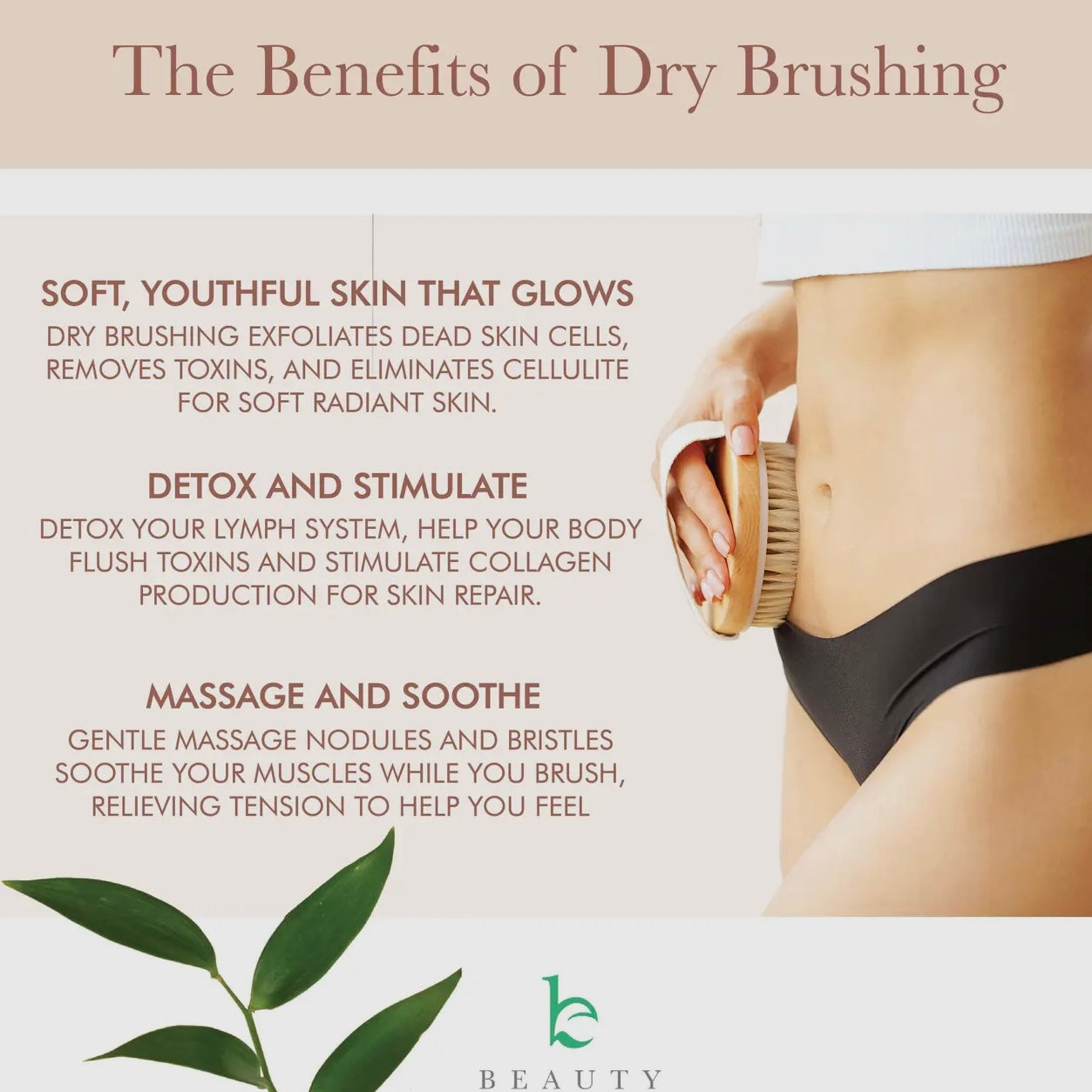 Beauty By Earth Dry Body Brush With Cellulite Massager