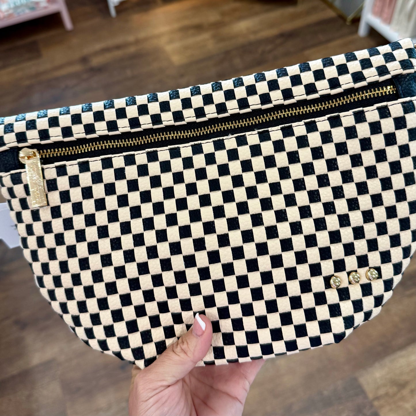 Westlyn Woven Bum Bag | Checkered Black