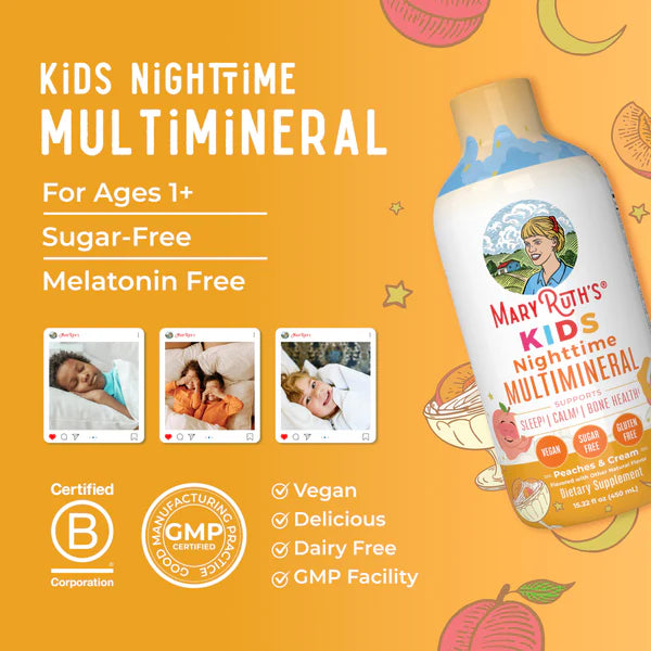 Mary Ruth’s Kids Liquid Nighttime Multimineral | Peaches & Cream