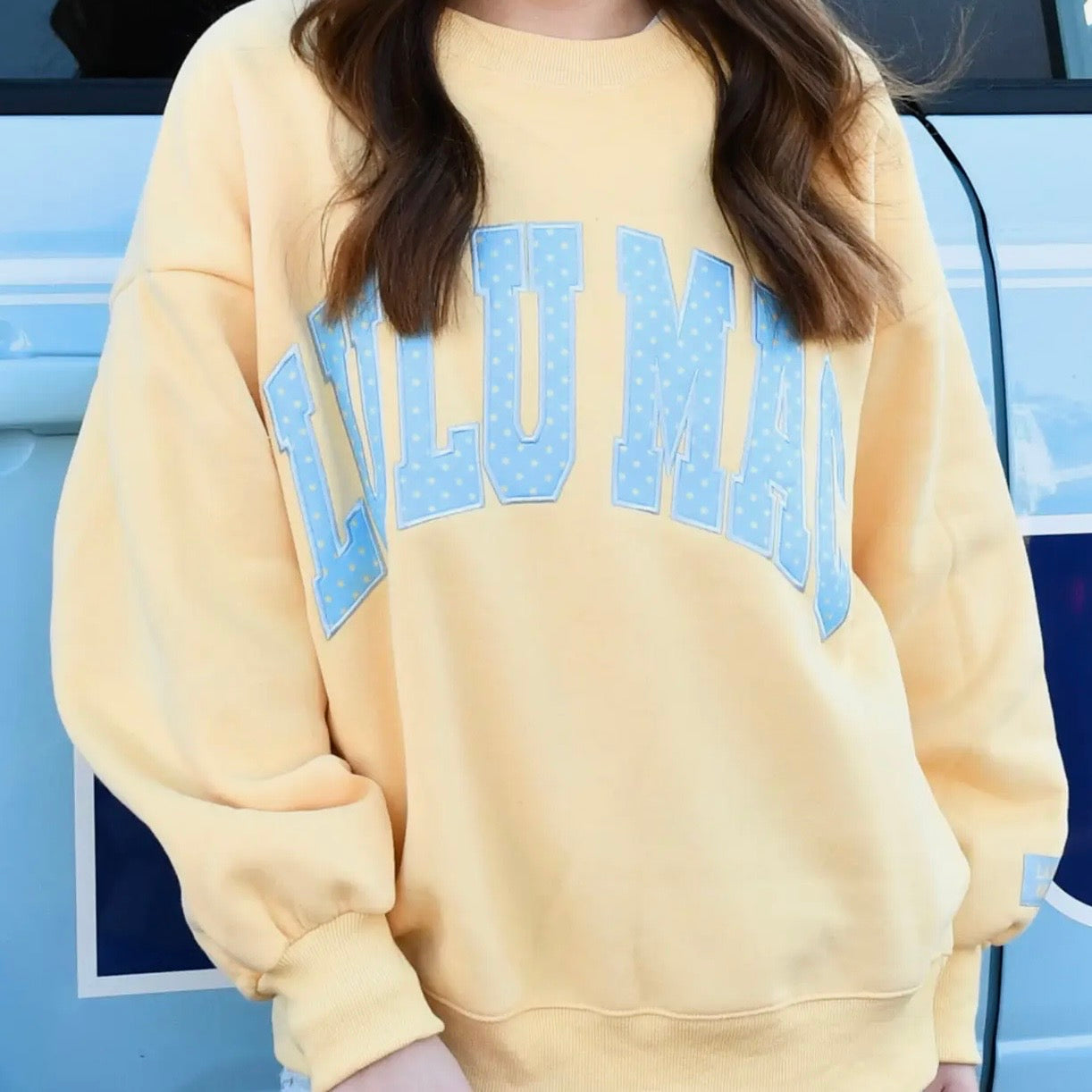 Lulu Mac Sweatshirt | Butter & Light Blue Polka Dot