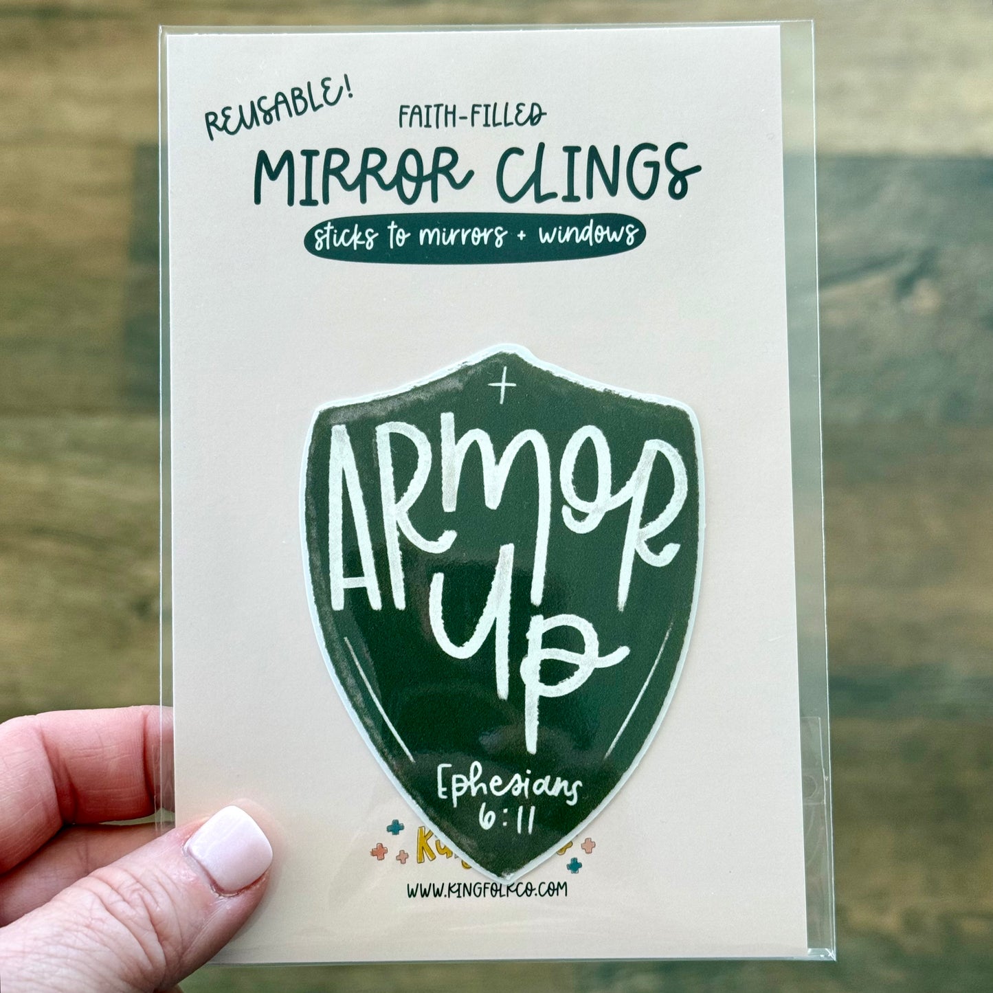 Armor Up Mirror Cling
