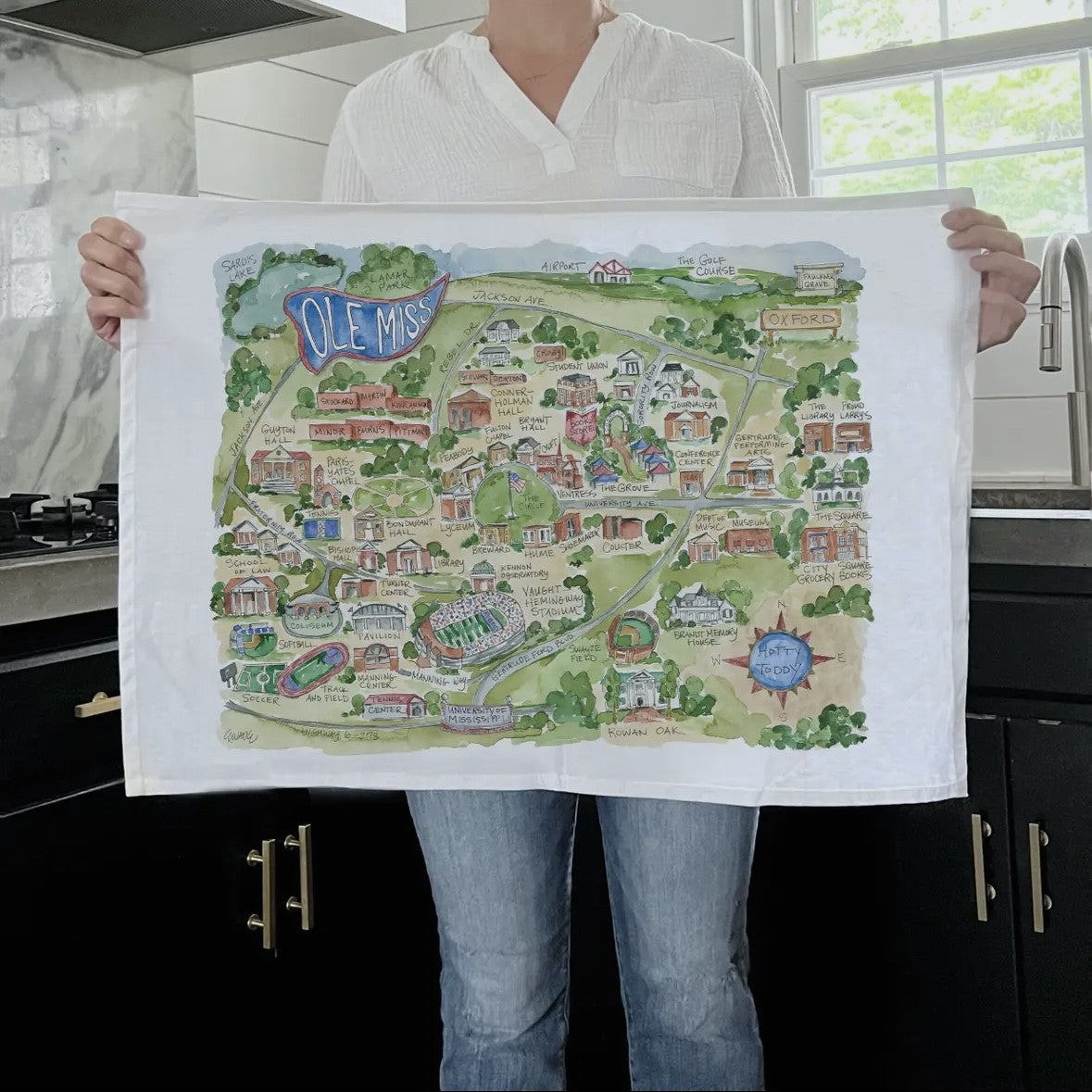 Elizabeth Wade Tea Towel - Ole Miss Campus