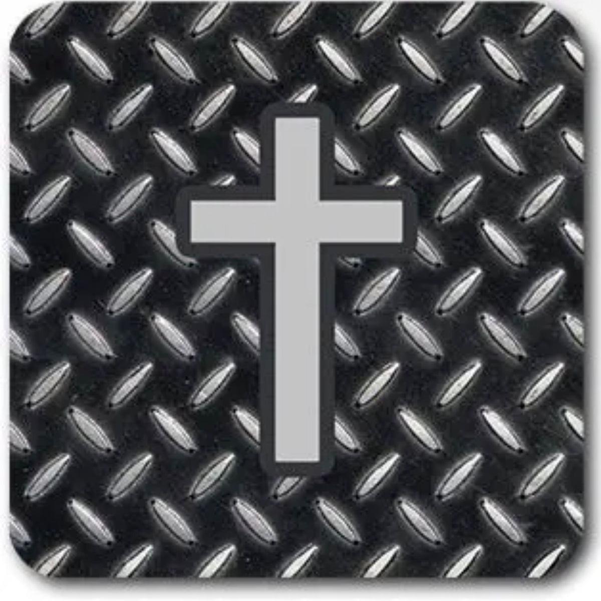 Tap To Pray Vinyl Sticker | Diamond Plate Cross