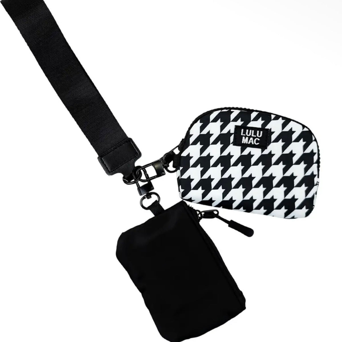 Lulu Mac Pouch Wristlet | Black Houndstooth