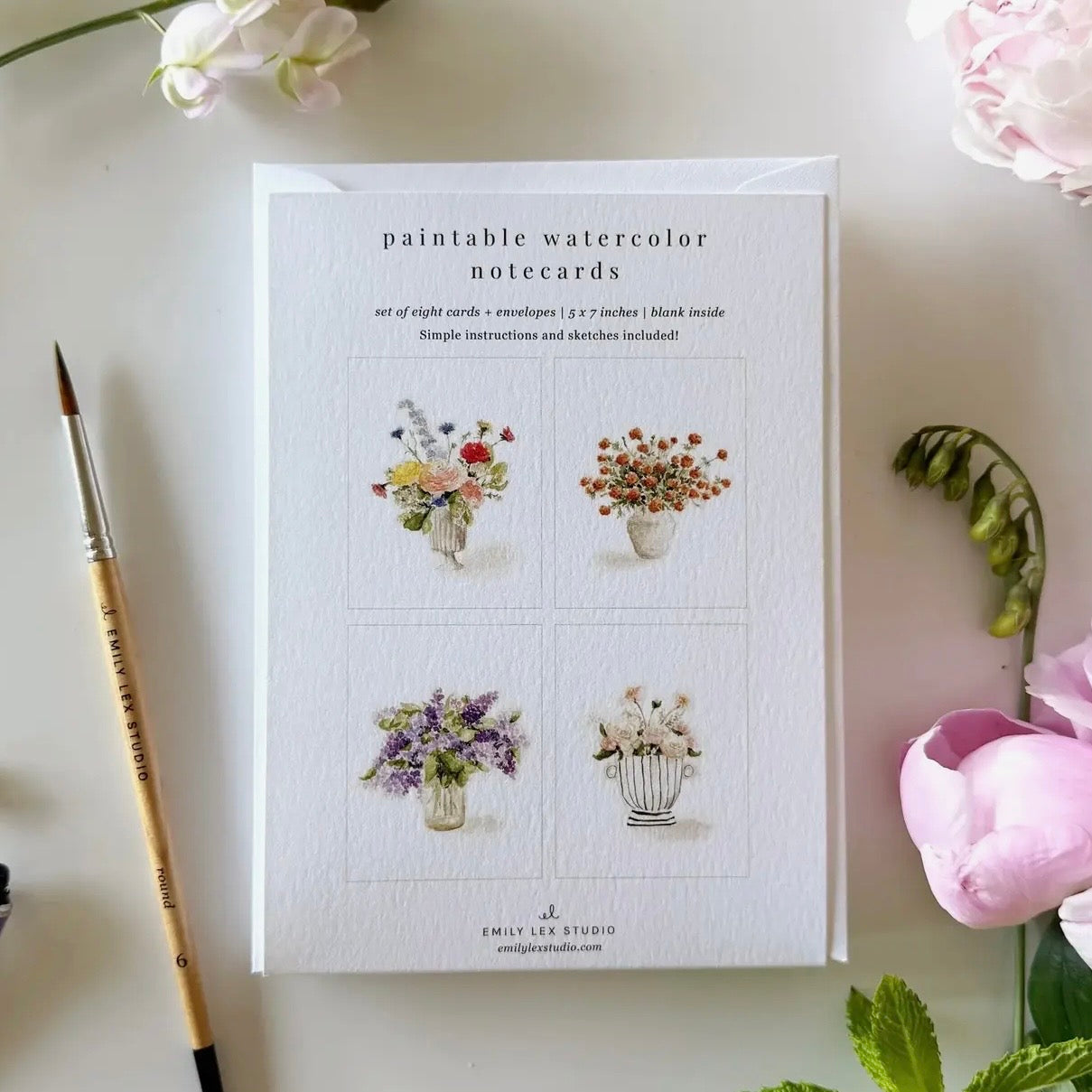 Paintable Watercolor
Notecard Set
 | Bouquets