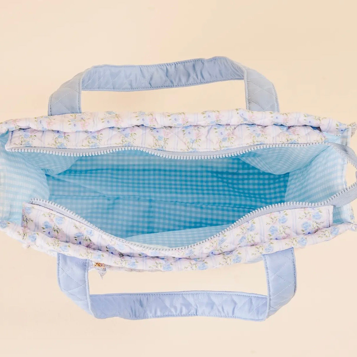 Quilted Tote Bag | Petal Parade Blue