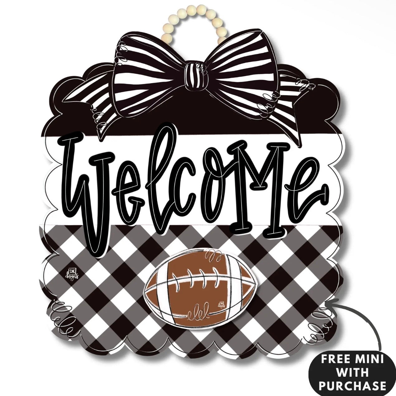 Door Hanger | Black + White Scallop