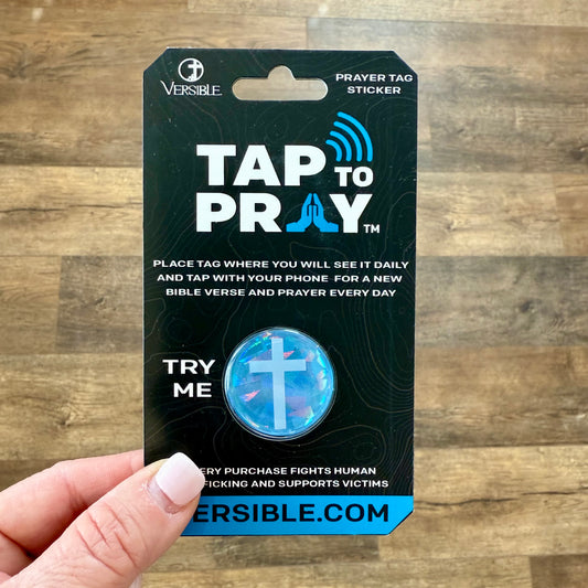 Tap To Pray Sticker | Blue Crystal + Cross