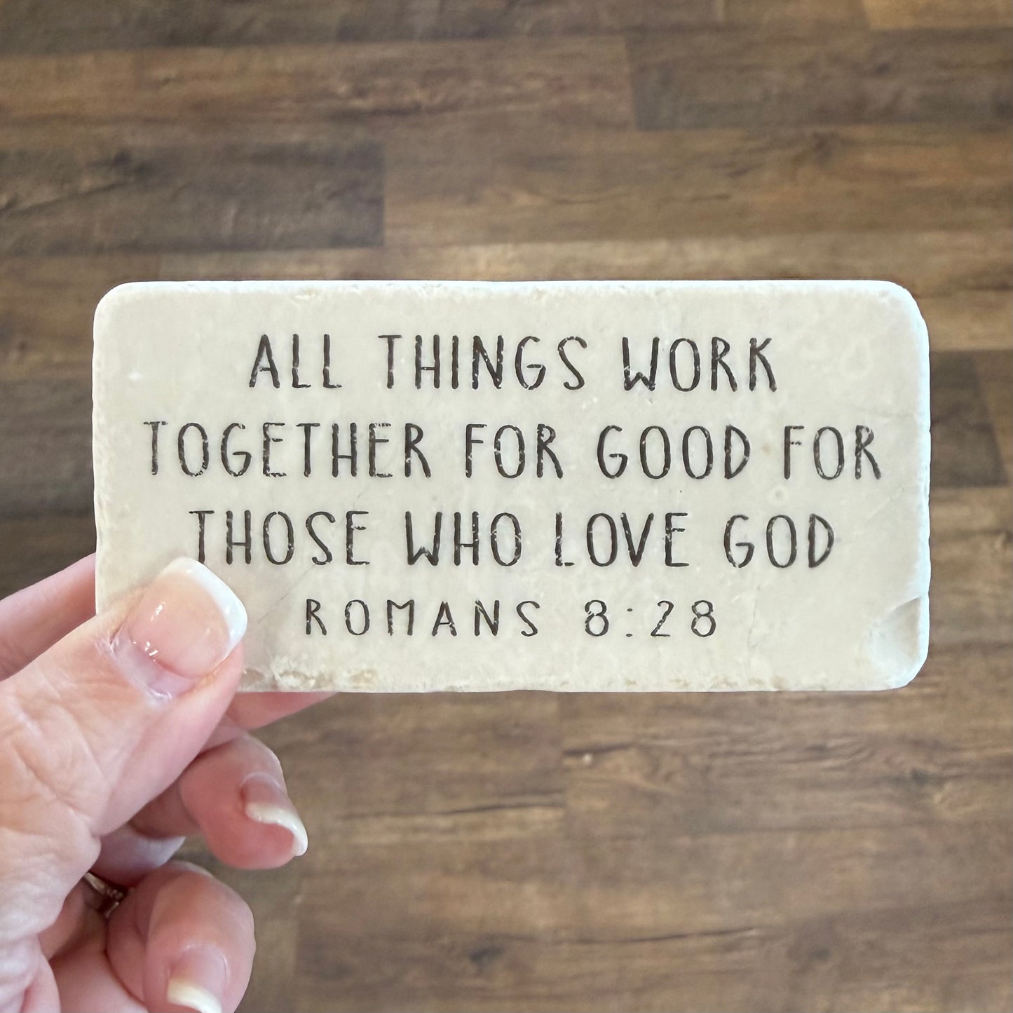 Scripture Stones | Romans 8:28 | Half Block