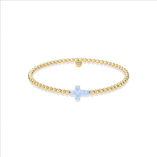Beaded Opal Cross Bracelet | Azure