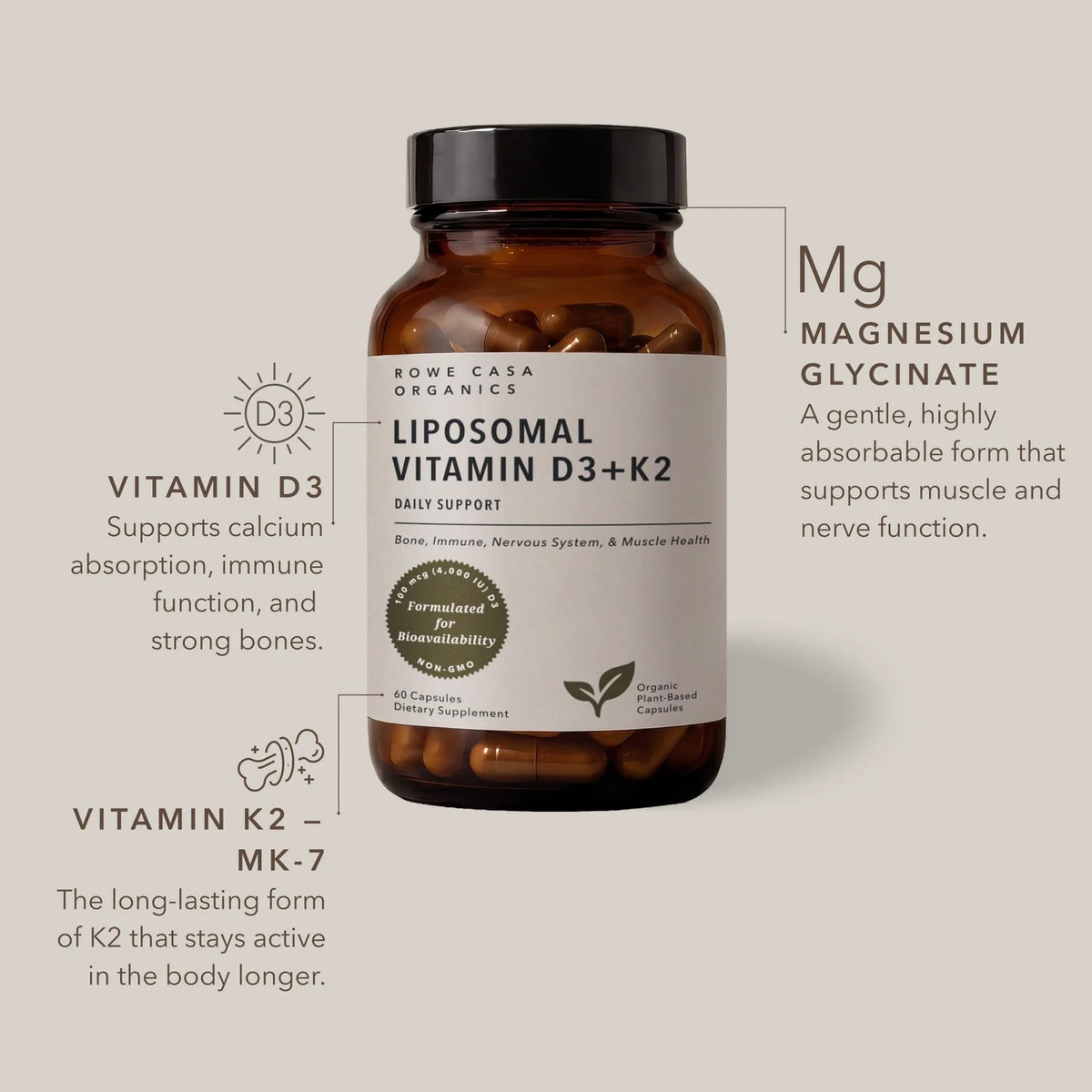 Rowe Casa Liposomal Vitamin D3+K2