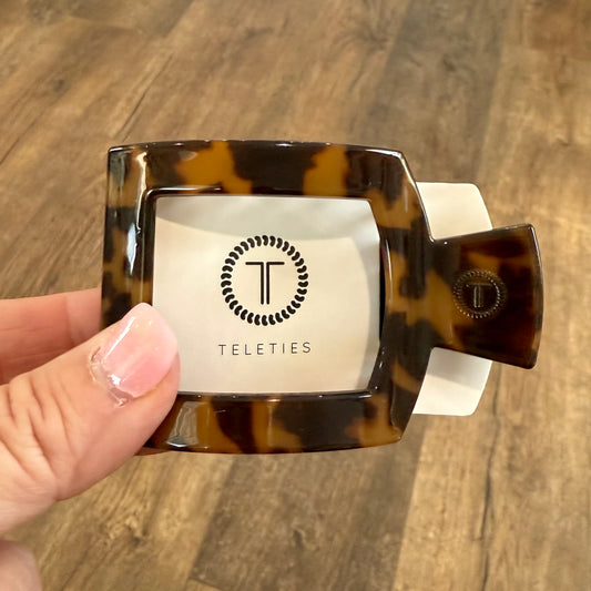 Teleties Square Flat Clip | Small | Tortoise