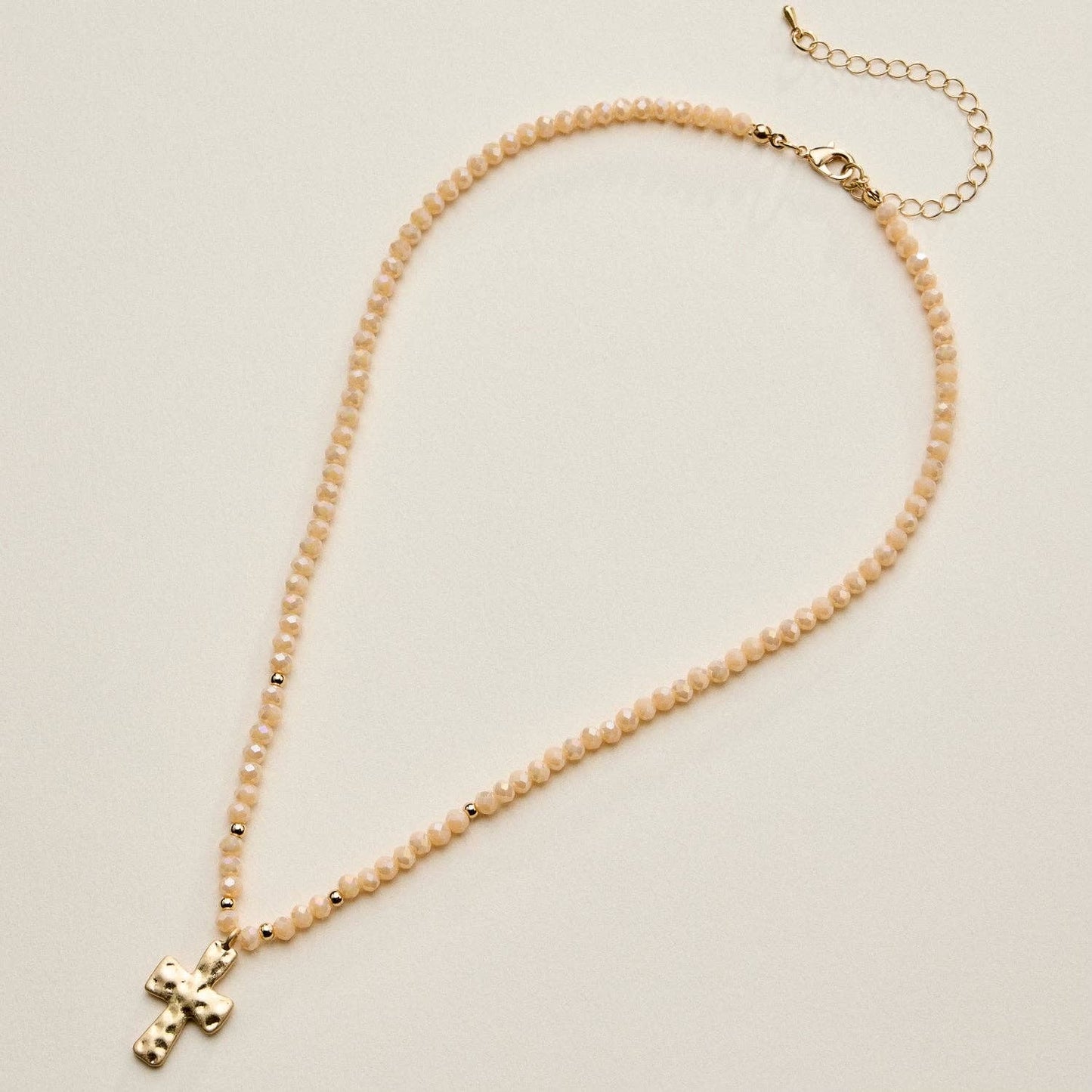 Hammered Cross Necklace | Taupe