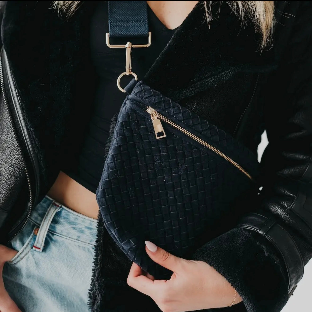 Westlyn Woven Bum Bag | Suede Navy