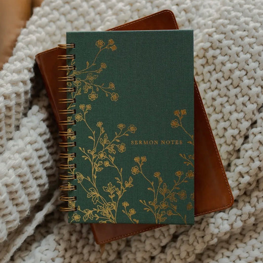 Sermon Notes Journal Green Floral