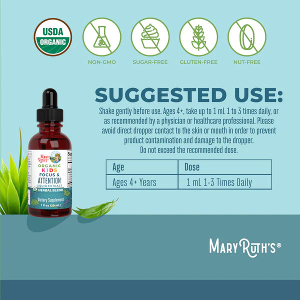 Mary Ruth’s Organic Kids Focus & Attention Liquid Drops