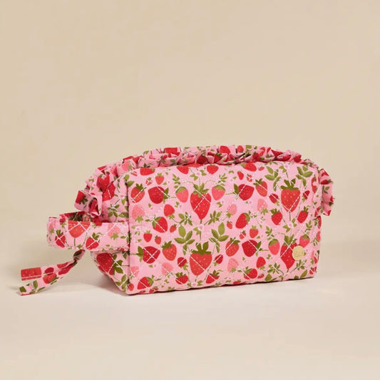 Essentials Quilted Cosmetic Pouch | Strawberry Fields