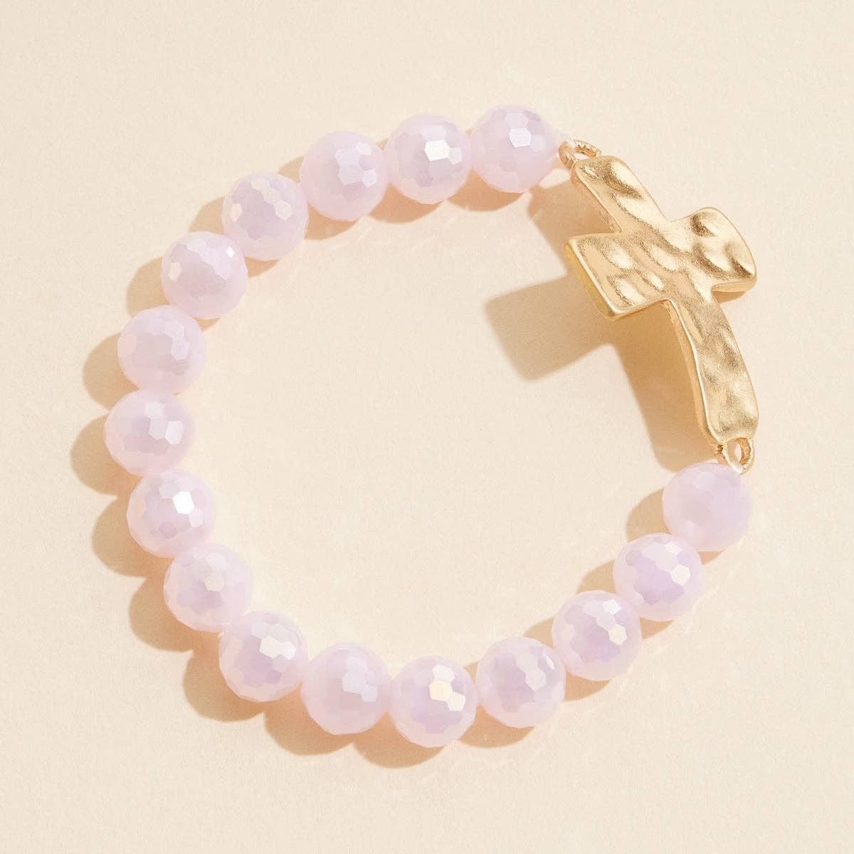 Glass Beaded Cross Bracelet | Pink