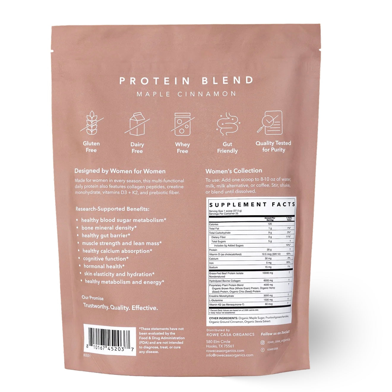 Rowe Casa Women’s Wellness Protein Blend | Maple Cinnamon