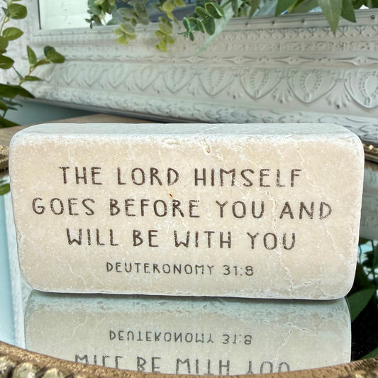 Scripture Stones | The Lord Goes Before You | Half Block