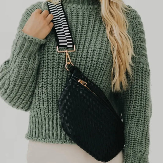 Crossbody Woven Bum Bag | Black