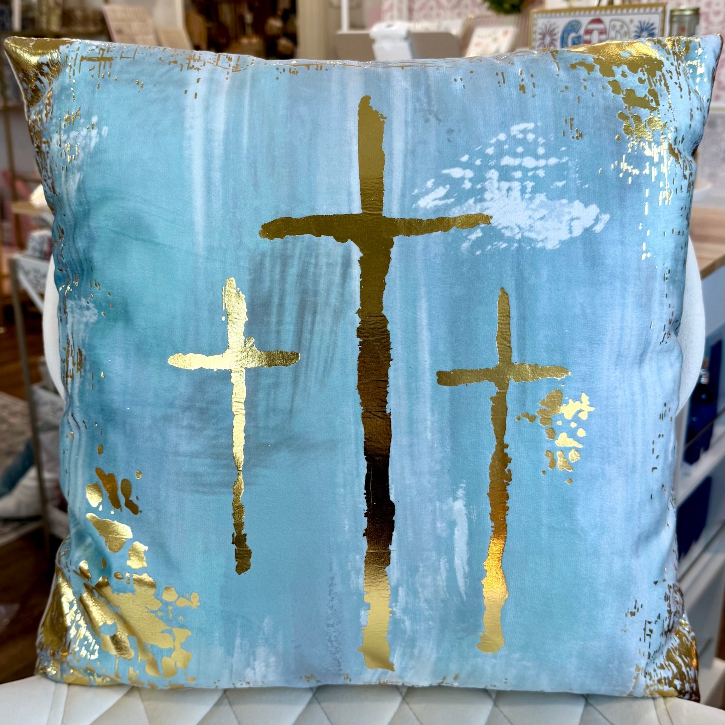 Pillow | Golden Crosses Teal